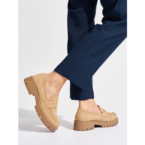 GOODIN Beige women&amp;#039;s suede loafers Slike