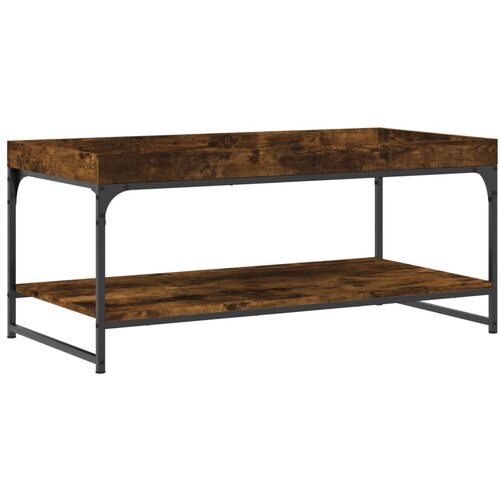 Maison Chic Klubska mizica - kavna mizica - Nizka mizica dimljeni hrast 100x49x45 cm inženirski les, (21754610) Slike