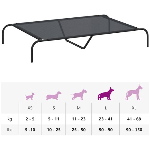  Povi&amp;scaron;eni krevet za pse crni 130x80x20 cm tekstil i čelik Slike
