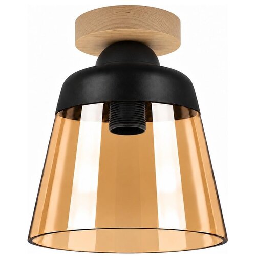  BRILAGI-LED Plafonsko svetlo R GLASS 1xE27/60W/230V prečnik 15,5 cm hrast/dimljeno bež Slike