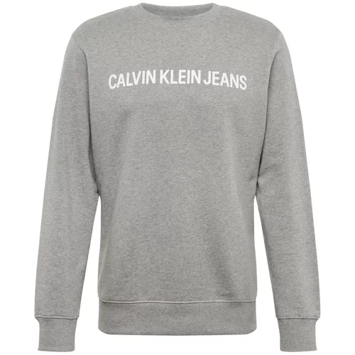 Calvin Klein Jeans Sweater majica siva melange / bijela