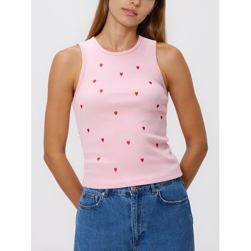 Reserved Pamučni top s vezom - pastelnoružičasto Cene