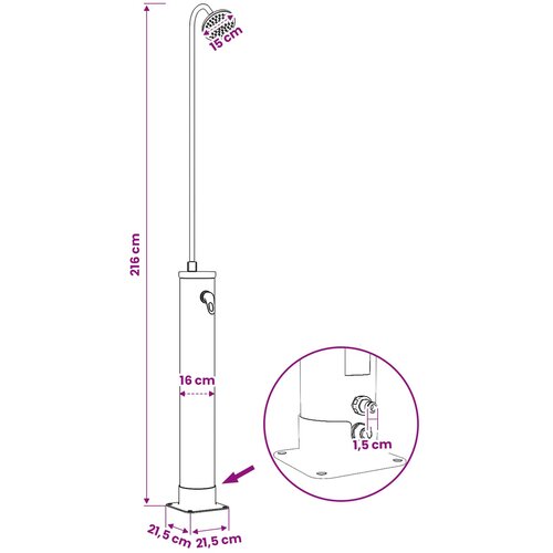  Solarni tu&amp;scaron; s tu&amp;scaron; glavom 20 l PVC, ABS, Legirani cink Crna Slike