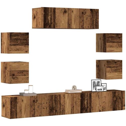  7-dijelni zidni set TV ormarić konstruirano drvo Old wood Slike