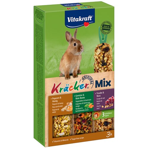 Vitakraft krekeri za patuljaste kuniće Trio-Mix - 3 x 3 kombinacije (kokice, povrće, grožđe) Cijene
