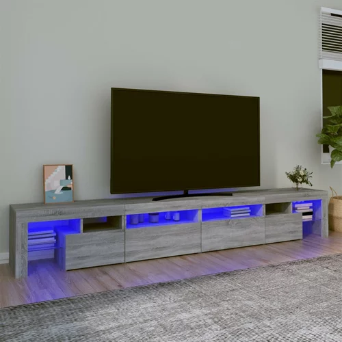 vidaXL TV omarica z LED lučkami siva sonoma 280x36,5x40 cm