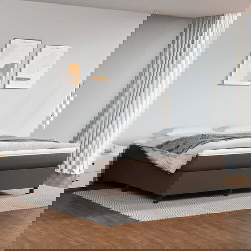 The Living Store Posteljni okvir rjav 160x200 cm umetno usnje - Box Spring Posteljni Okvir, (21438712) Slike