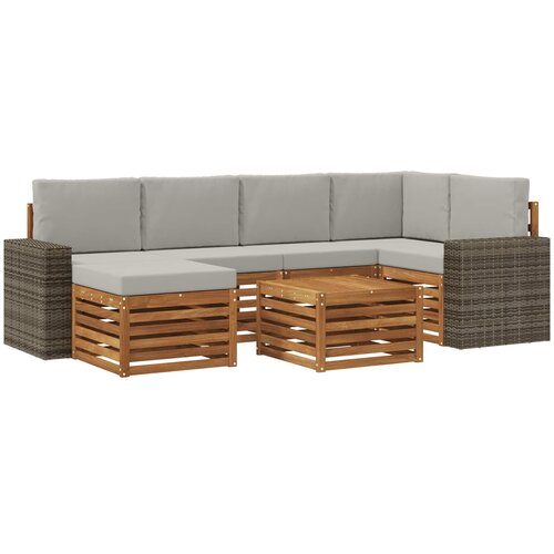 vidaXL Kotna sedežna garnitura z blazino 7 pcs Naravna in svetlo siva, (5000272062) Cene