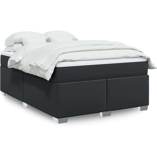  Krevet s oprugama i madracem crni 140 x 190 cm od umjetne kože Slike