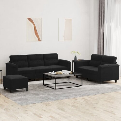  3-dijelni set sofa s jastucima crni od mikrovlakana Cijene