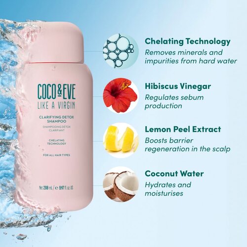 Coco &amp;amp; Eve Like A Virgin Clarifying Detox Shampoo globinsko čistilni &amp;scaron;ampon z razstrupljevalnim učinkom 288 ml Slike
