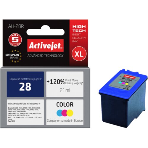 Activejet Tinta za printer, boje, zapremina 21 ml. &amp;ndash; HP 28 C8728A; AH-28R Slike