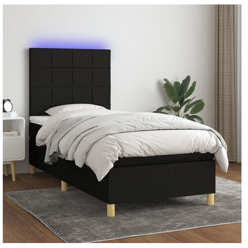  Box spring s madracem LED crni 80 x 200 cm od tkanine Cene