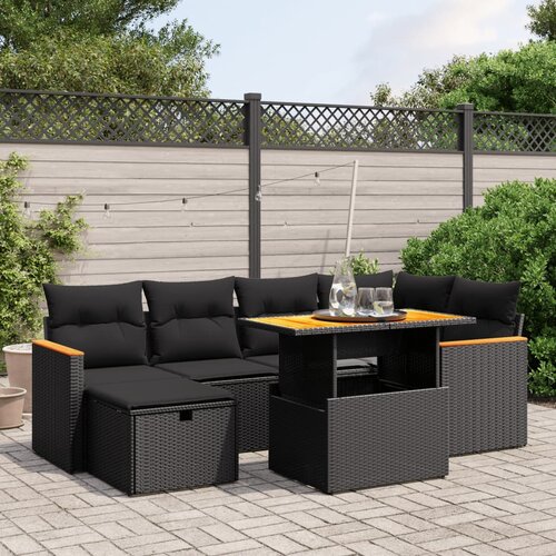 vidaXL 7-dijelni set vrtnih sofa od poliratana s jastucima crni Cijene