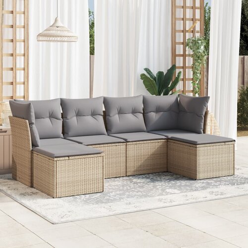 vidaXL 6-dijelni set vrtnih sofa s jastucima bež od poliratana Cijene