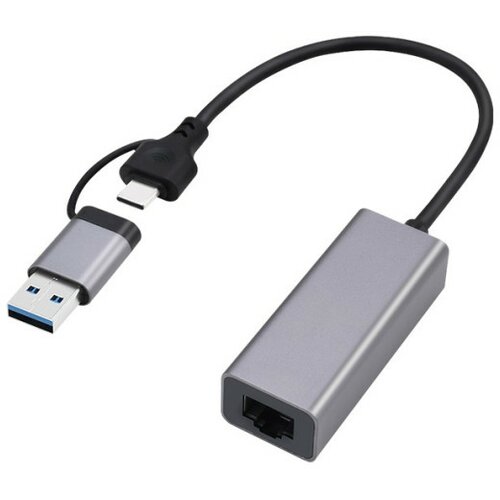 Gembird A-USB3AC-LAN-01 usb 3.1 + type-c gigabit network adapter, space grey Cene