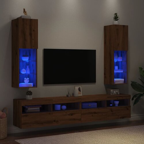 vidaXL TV ormarići s LED svjetlima 2 kom boja hrasta 30,5x30x102 cm Cijene