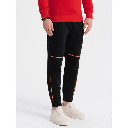 Ombre Men's sweatpants with contrast stitching - black Cene
