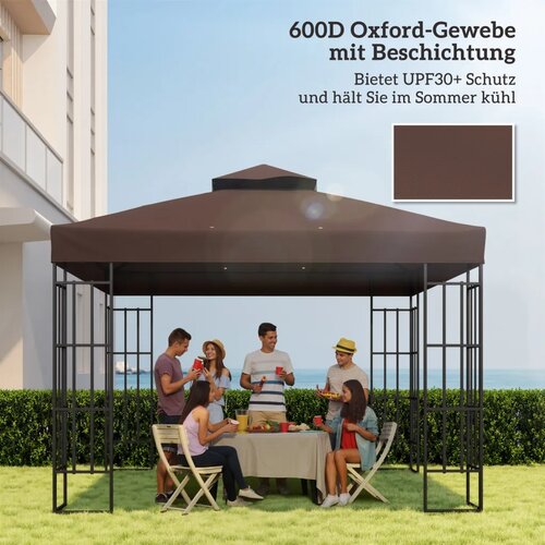  Zamjenski krov za sjenicu 3 x 3 m zamjenska cerada za sjenicu s drenažnim otvorima UPF30+ za&amp;scaron;tita od sunca kava Slike