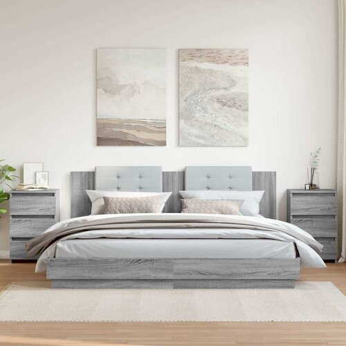  Noćni ormarići 2 kom sivi hrast 40x35x62,5 cm konstruirano drvo Slike