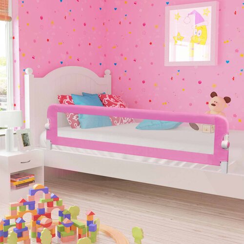 VidaXL Sigurnosna ograda za dječji krevet ružičasta 180x42 cm poliester Slike