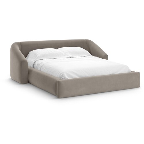 Cosmopolitan Design Svetlo rjava oblazinjena zakonska postelja s prostorom za shranjevanje z letvenim dnom 160x200 cm Campi – Cene