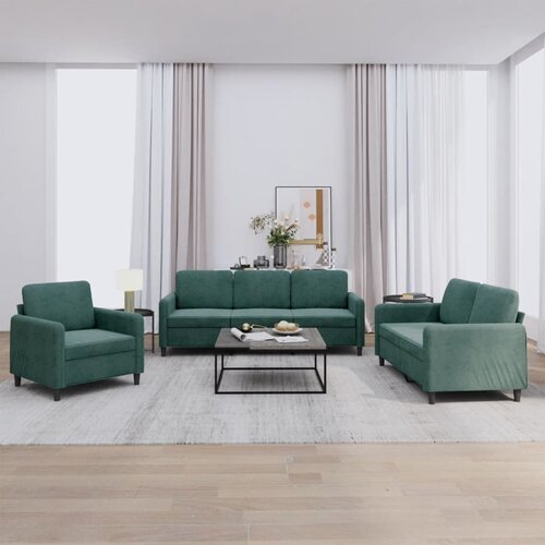 vidaXL 3-dijelni set sofa tamnozeleni baršunasti Cijene