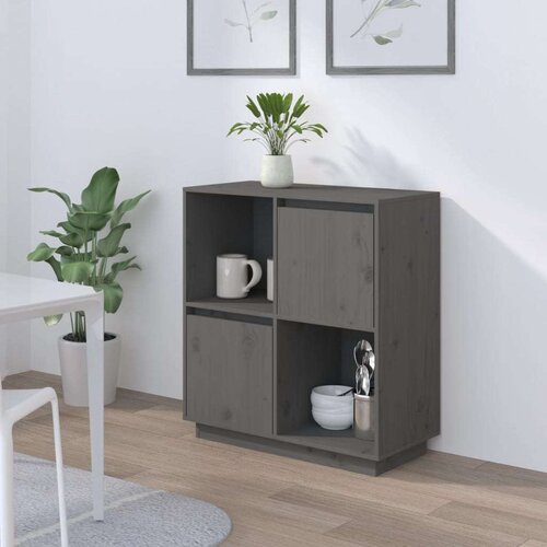  Komoda siva 74 x 35 x 80 cm od masivne borovine Slike