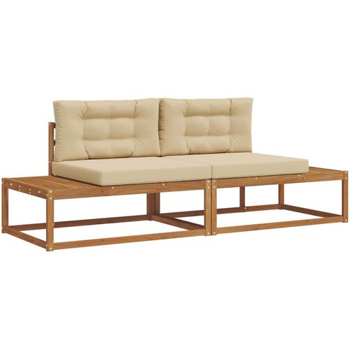  Set vanjskih sofa s jastukom 2 Komad Prirodna i bež Slike