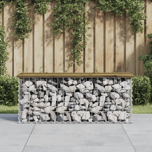 VidaXL Vrtna gabionska klop 103x31,5x42 cm impregnirana borovina Slike