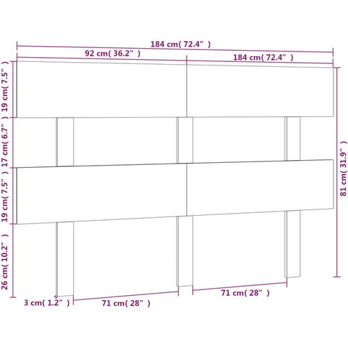  Uzglavlje za krevet boja meda 184 x 3 x 81 cm masivna borovina Slike