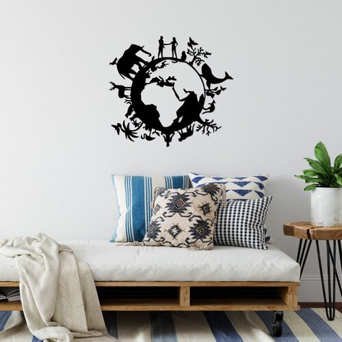 Wallity Zidna dekoracija Animal World - 506, 62 x 70 cm, Crna Cene