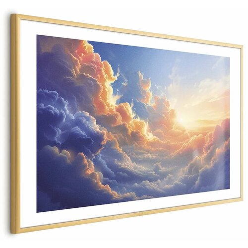  Plakat Sunset Over a Cloudy Sea: A Wonderful Symphony of Colors 90x60 Zlatni okvir s margom Cijene