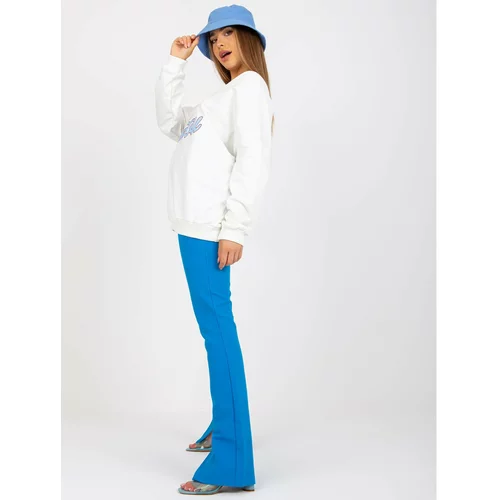Fashion Hunters White and blue printed sweatshirt with a V-neck