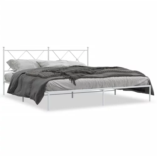 Metalni okvir za krevet s uzglavljem bijeli 183x213 cm