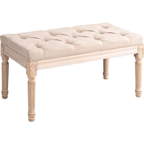 HOMCOM klop za posteljo poliester, gumijev les 80D x 40&Scaron; x 43V cm bež, (5000242632) Cene
