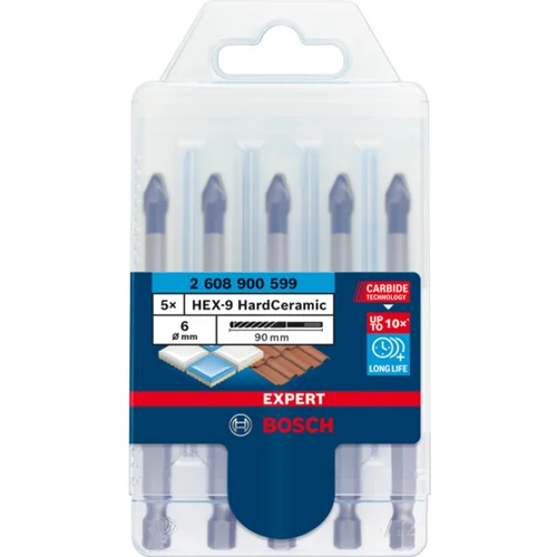 Bosch EXPERT HEX-9 HardCeramic 2608900599 komplet svrdla za pločice 5-dijelni 6 mm šesterokutna osovina 5 St.