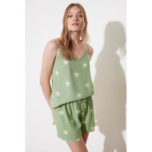 Trendyol Green Star Woven Pyjama Set Slike