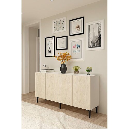 Hanah home komoda Apolos 150, 150 cm, bela / travertin Cene