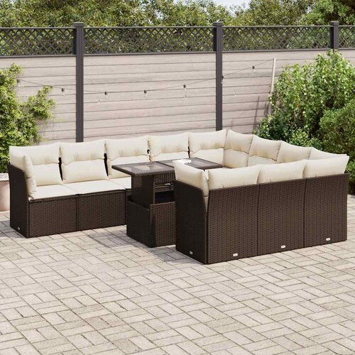 vidaXL 11-dijelni set vrtnih sofa od poliratana s jastucima smeđi Cijene