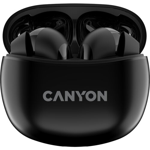 Canyon TWS-5 Bluetooth headset, with microphone, BT V5.3 JL 6983D4, Frequence Response:20Hz-20kHz, battery EarBud 40mAh*2+Charging Case 500mAh, type-C cable length 0.24m, size: 58.5*52.91*25.5mm, 0.036kg, Black Cijene