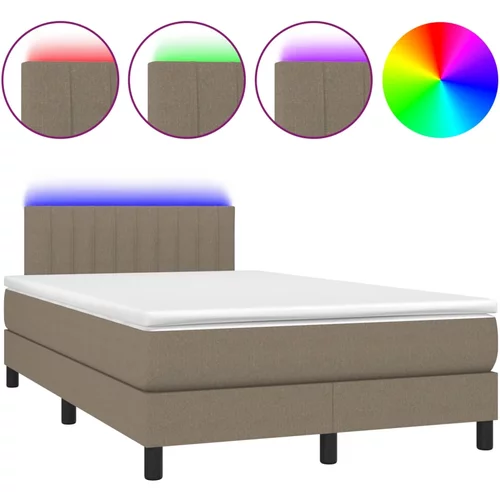 vidaXL Box spring postelja z vzmetnico LED taupe 120x190 cm blago, (21111535)