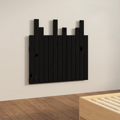 Uzglavlje za krevet Crno 82,5x3x80 cm od masivne borovine Slike