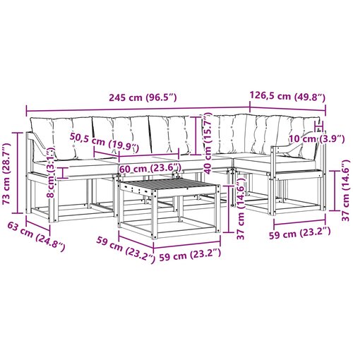  Set vanjskih sofa 6 kom. Prirodna i krem Slike