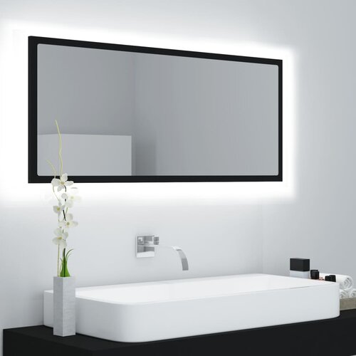  LED kupaonsko ogledalo crno 100x8,5x37 cm akrilno Slike