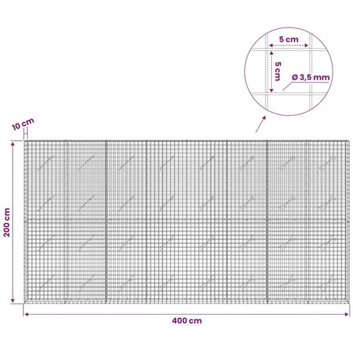  Gabion s žicom debljine 3 5 mm i mrežom 5x5 cm 400x10x200 cm - 10 cm 200 cm 400 cm Slike
