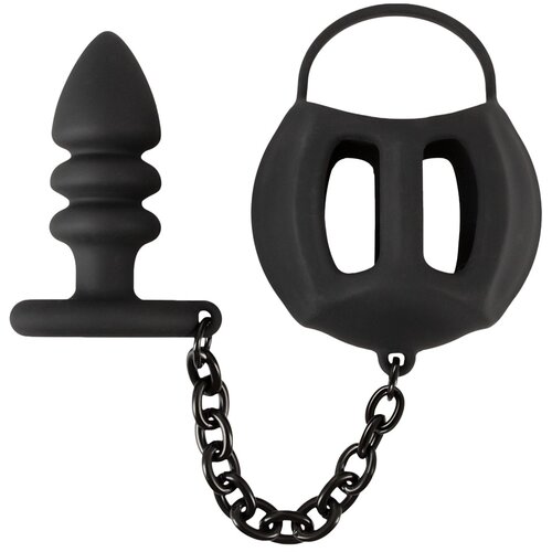 Black Velvets Kavez za testise sa anal plagom Slike
