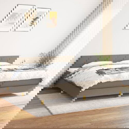 The Living Store Box spring postelja z vzmetnico taupe 200x200 cm blago - Box Spring Postelja, (21514222) Slike