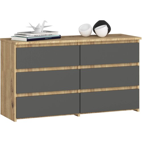 AKORD KOMODA CL100 6SZ OAK ARTISAN / GRAY, (21703211) Cene