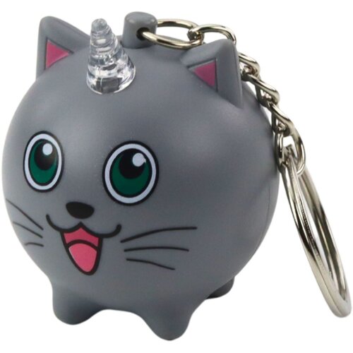 Backpack Keychain Kitten Unicorn Horn LED Sounds Gray Slike